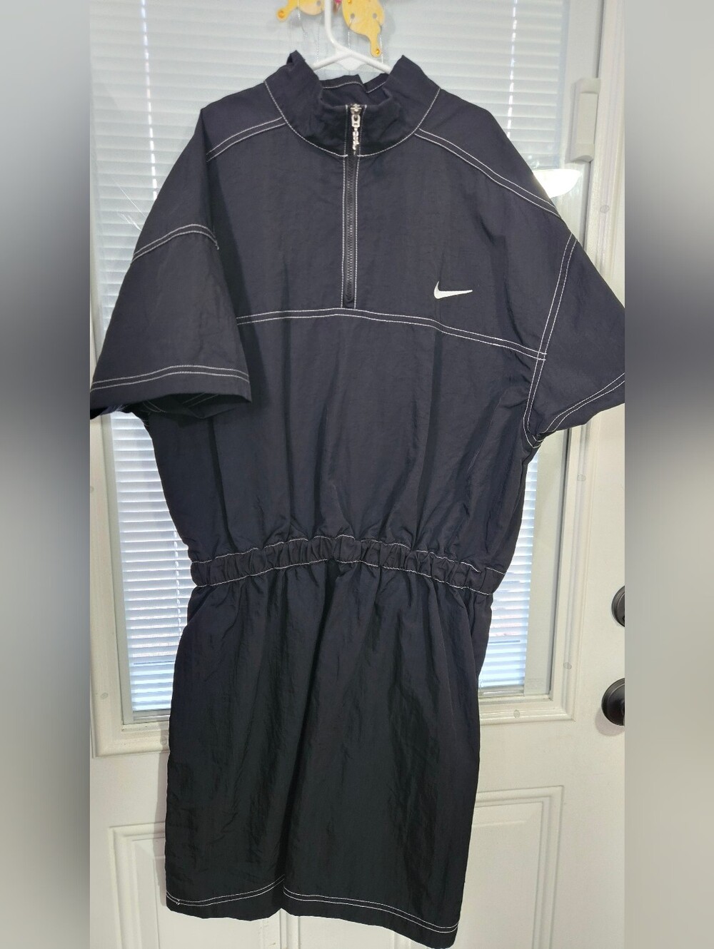 Nike Women’s Black Short-Sleeve Swooshwear Dress Elastic Waist Size M